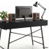 Birou industrial, MDF melaminat, cu 2 sertare si raft, cadru metalic, 120x50x81 cm, negru [4]