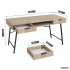 Birou industrial, MDF melaminat, cu 2 sertare si raft, cadru metalic, 120x50x81 cm, stejar sonoma [3]