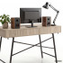 Birou industrial, MDF melaminat, cu 2 sertare si raft, cadru metalic, 120x50x81 cm, stejar sonoma [4]