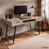 Birou industrial, MDF melaminat, cu 2 sertare si raft, cadru metalic, 120x50x81 cm, stejar sonoma [8]