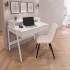 Birou compact, MDF melaminat, cu 2 sertare si raft, cadru metalic, 78x48x95 cm, alb [8]