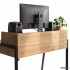 Birou compact, MDF melaminat, cu 2 sertare si raft, cadru metalic, 78x48x95 cm, stejar artisan [3]