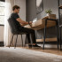 Birou compact, MDF melaminat, cu 2 sertare si raft, cadru metalic, 78x48x95 cm, stejar artisan [6]