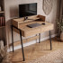 Birou compact, MDF melaminat, cu 2 sertare si raft, cadru metalic, 78x48x95 cm, stejar artisan [7]