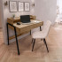 Birou compact, MDF melaminat, cu 2 sertare si raft, cadru metalic, 78x48x95 cm, stejar artisan [8]