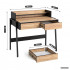 Birou compact, MDF melaminat, cu 2 sertare si raft, cadru metalic, 78x48x95 cm, stejar craft si negru [2]