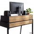 Birou compact, MDF melaminat, cu 2 sertare si raft, cadru metalic, 78x48x95 cm, stejar craft si negru [3]