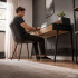 Birou compact, MDF melaminat, cu 2 sertare si raft, cadru metalic, 78x48x95 cm, stejar craft si negru [5]