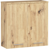 Dulap baie suspendat, cu 2 usi si 1 raft interior, PAL 16 mm, 60x23x60 cm, stejar artisan