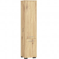 Dulap baie tip coloana cu 2 usi si 5 rafturi, PAL laminat, 30x30x140 cm, stejar artisan