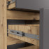 Comoda cu 4 sertare, PAL laminat 16mm, 40x35x74 cm, stejar artisan si gri [6]