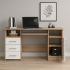 Birou ANA pentru calculator, cu 3 sertare si 1 usa, 124x52x74 cm, stejar sonoma si alb [7]