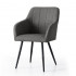 Set 2 scaune dining tapitate cu velur Luxano, cusaturi patrate, 54x58x82 cm, gri inchis [2]