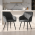 Set 2 scaune dining tapitate cu velur Luxano, cusaturi patrate, 54x58x82 cm, gri inchis [5]