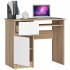 Birou computer PIKSEL, cu sertar, dulap si raft pentru tastatura, stanga, 90x50x77 cm, stejar sonoma si alb [2]