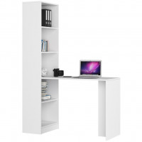 Birou cu rafturi SMART, PAL laminat, 125x50x180 cm, alb