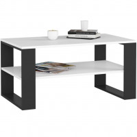 Masuta cafea ALEX cu raft inferior, PAL laminat, 92x53x45 cm, alb si negru Masuta cafea ALEX cu raft inferior, PAL laminat, 92x53x45 cm, alb si negru