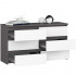 Comoda cu 6 sertare, PAL laminat, 100x35x57 cm, gri si alb [2]