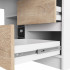 Birou colt dreapta in L cu 3 sertare si rafturi, PAL laminat 16 mm, 155x85x77 cm, alb si stejar sonoma [6]