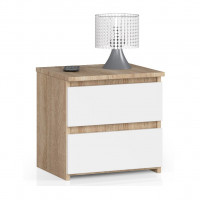 Noptiera cu 2 sertare, din PAL laminat, 40x35x40 cm, stejar sonoma si alb Noptiera cu 2 sertare, din PAL laminat, 40x35x40 cm, stejar sonoma si alb