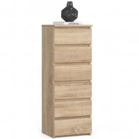Comoda cu 6 sertare, PAL laminat 16 mm, 40x35x109 cm, stejar sonoma