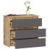 Comoda cu 3 sertare, PAL laminat 16 mm, 60x35x57 cm, stejar artisan si gri [3]