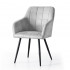 Set 2 scaune dining tapitate cu velur Luxano, cusaturi patrate, 54x58x82 cm, gri [2]