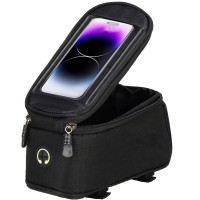 Geanta bicicleta impermeabila, cu buzunar pentru telefon, 19x10x10cm, negru
