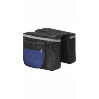 Geanta portbagaj bicicleta dubla, buzunare laterale, 32x30x28cm, negru albastru reflectorizant, 15 litri Geanta portbagaj bicicleta dubla, buzunare laterale, 32x30x28cm, negru albastru reflectorizant, 15 litri