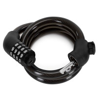 Antifurt bicicleta cu cablu metalic si blocare prin cifru, suport montare pe cadru, 95 cm, negru