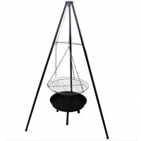 Gratar metalic, cu trepied si tava de gatire suspendata, reglabil, 147x95cm