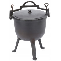Ceaun vanatoresc din fonta, cu capac si picioare pentru gatit in aer liber, 8 litri, 32x47 cm, negru Ceaun vanatoresc din fonta, cu capac si picioare pentru gatit in aer liber, 8 litri, 32x47 cm, negru