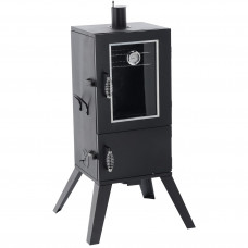 Afumatoare pentru gradina cu termometru si 3 gratare, 60x55x103 cm, negru