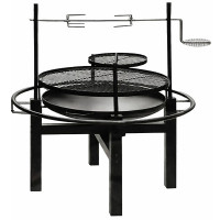 Gratar multifunctional cu rotisor, constructie metalica rezistenta, 90x86x99 cm, negru