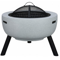 Semineu de exterior pentru terasa sau gradina din placa de magneziu, cu grill pentru gratar, 60x60x52 cm