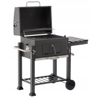 Gratar dreptunghiular pe carbuni, cu suport lateral si termometru capac, 115x60x108cm