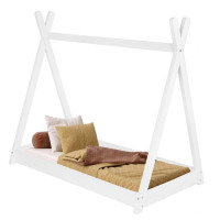 Pat din lemn pentru copii, model TeePee, somiera inclusa, 61x146x130 cm, alb Pat din lemn pentru copii, model TeePee, somiera inclusa, 61x146x130 cm, alb