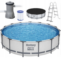 Piscina rotunda cadru metalic Bestway, Steel Pro MAX, 457 x 107 cm, cu toate accesoriile