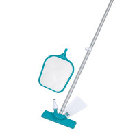 Set curatare piscina Bestway 58013 cu plasa si aspirator manual, conectare furtun gradina, tija aluminiu 167 cm