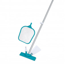 Set curatare piscina Bestway 58013 cu plasa si aspirator manual, conectare furtun gradina, tija aluminiu 167 cm