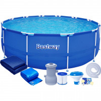Piscina cadru metalic Bestway, 305x76 cm, 4.500 litri, cu toate accesoriile