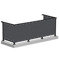 Paravan de balcon impermeabil poliester, 100x600cm, gri inchis Paravan de balcon impermeabil poliester, 100x600cm, gri inchis