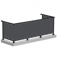 Paravan de balcon impermeabil poliester, 100x500cm, gri inchis