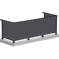 Paravan de balcon impermeabil poliester, 100x700cm, gri grafit Paravan de balcon impermeabil poliester, 100x700cm, gri grafit