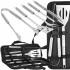 Set ustensile gratar 5 piese, inox, cu husa transport, 37x14x5 cm, argintiu [12]
