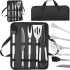 Set ustensile gratar 5 piese, inox, cu husa transport, 37x14x5 cm, argintiu [16]