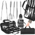 Set ustensile gratar 5 piese, inox, cu husa transport, 37x14x5 cm, argintiu [6]