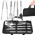 Set ustensile gratar 5 piese, inox, cu husa transport, 37x14x5 cm, argintiu [7]