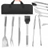 Set ustensile gratar 5 piese, inox, cu husa transport, 37x14x5 cm, argintiu [8]