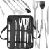 Set ustensile gratar 5 piese, inox, cu husa transport, 37x14x5 cm, argintiu [10]
